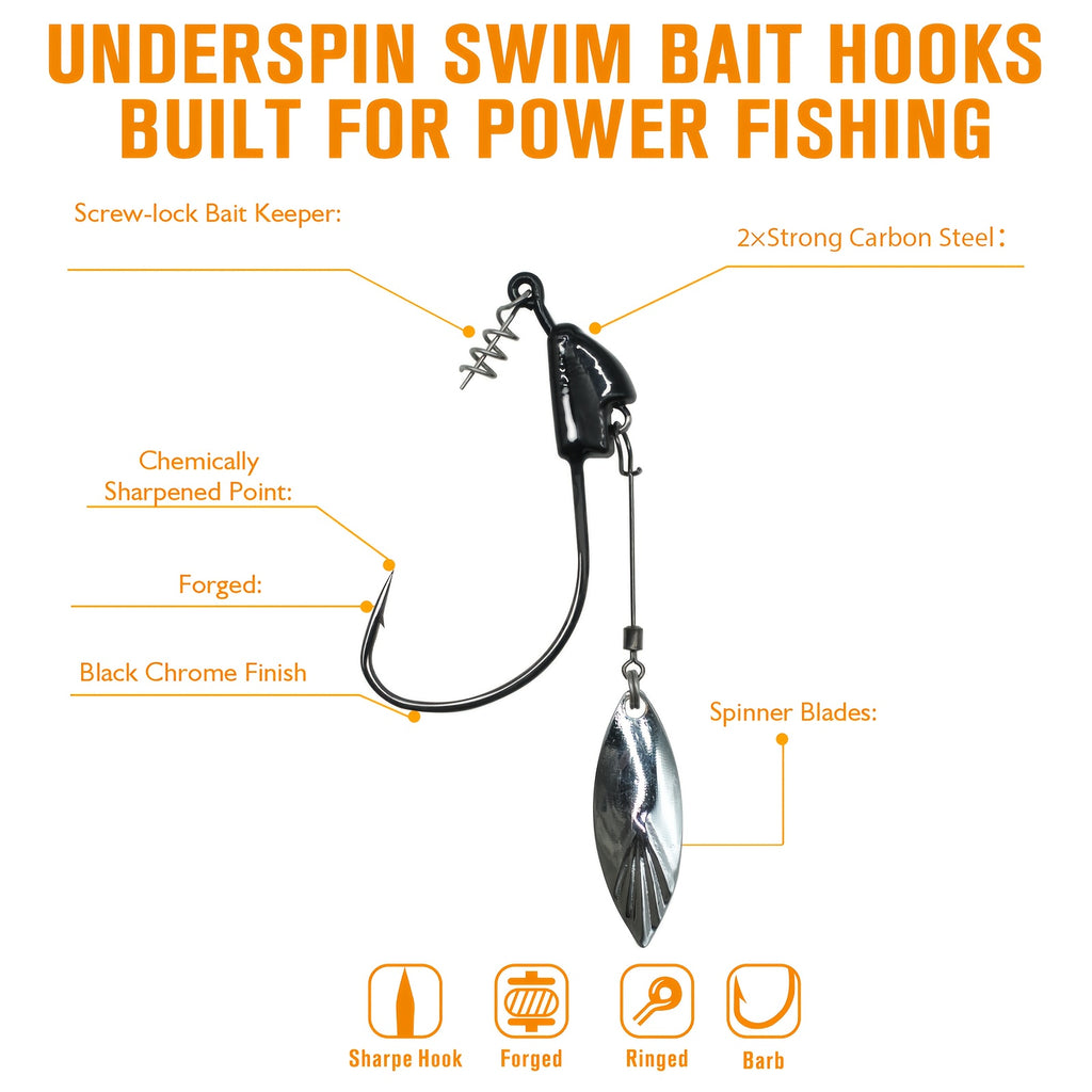 Freshwater Fishing Lures – Saltwater, Freshwater – Dovesun 10pcs Swimbaits Jig Head Underspin Weighted Swimbait Hooks – Versatile Water-Ready Design for US Anglers