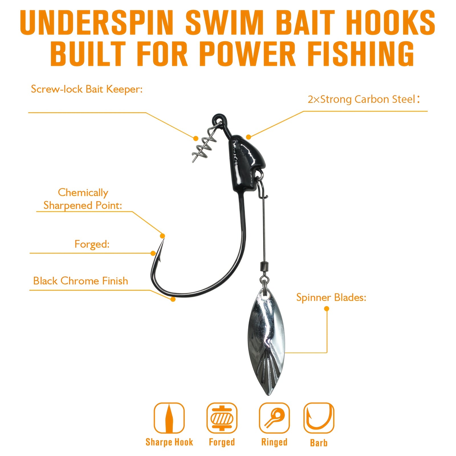 Freshwater Fishing Lures – Saltwater, Freshwater – Dovesun 10pcs Swimbaits Jig Head Underspin Weighted Swimbait Hooks – Versatile Water-Ready Design for US Anglers