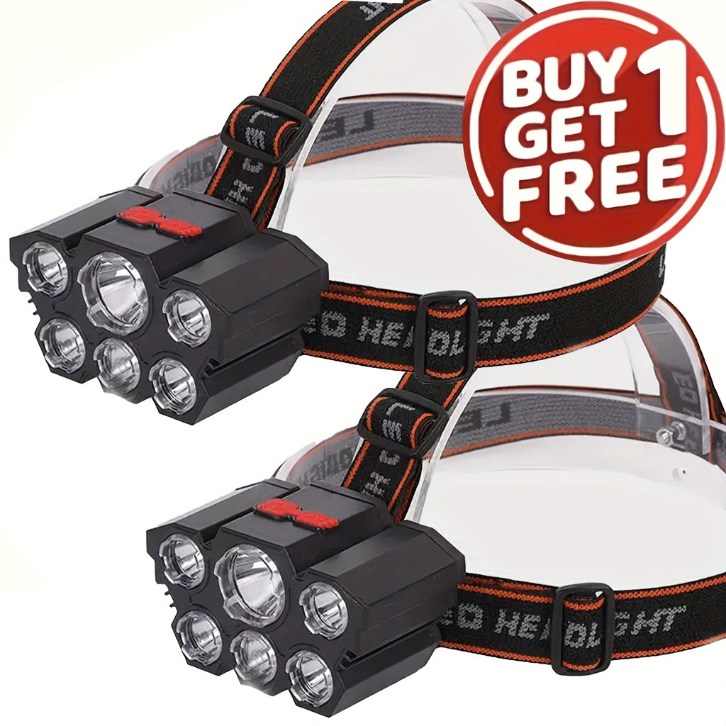 Outdoor Fishing Accessory – Rechargeable – Buy Get Free Total 2pcs Multifunctional 5led Headlight Head – Dependable Freshwater & Saltwater Use for US Anglers