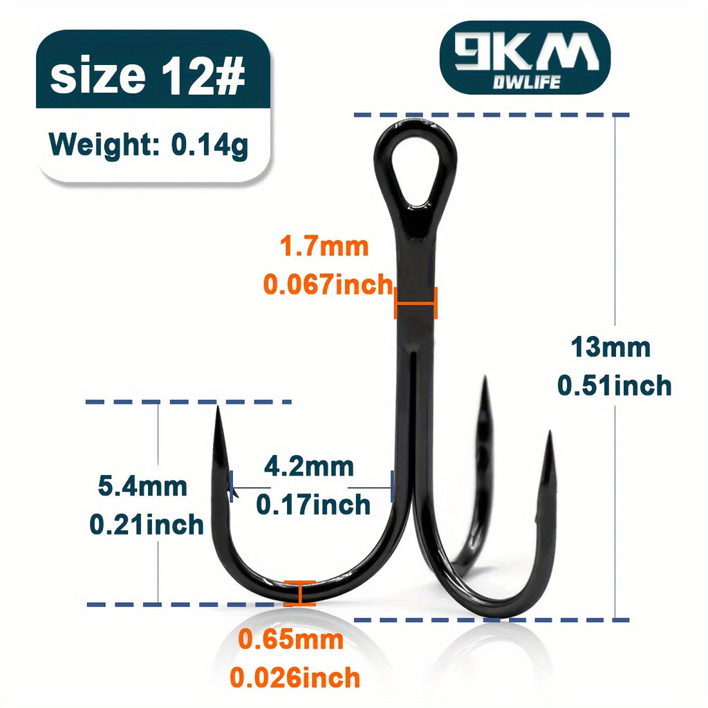 Fishing Outdoor Gear – Carbon Fiber, Saltwater – 9km 50pcs Fishing Treble Hooks Made High Carbon Steel – Practical Gear for Every Cast for US Anglers