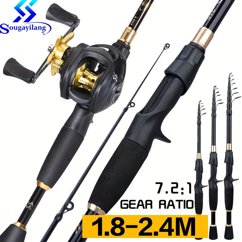 Casting Fishing Rod – Carbon Fiber, Portable, Bass, Trout – Sougayilang Fishing Rod Reel Compact Graphite Carbon Fiber Telescopic – Compact Tackle Solution for US Anglers