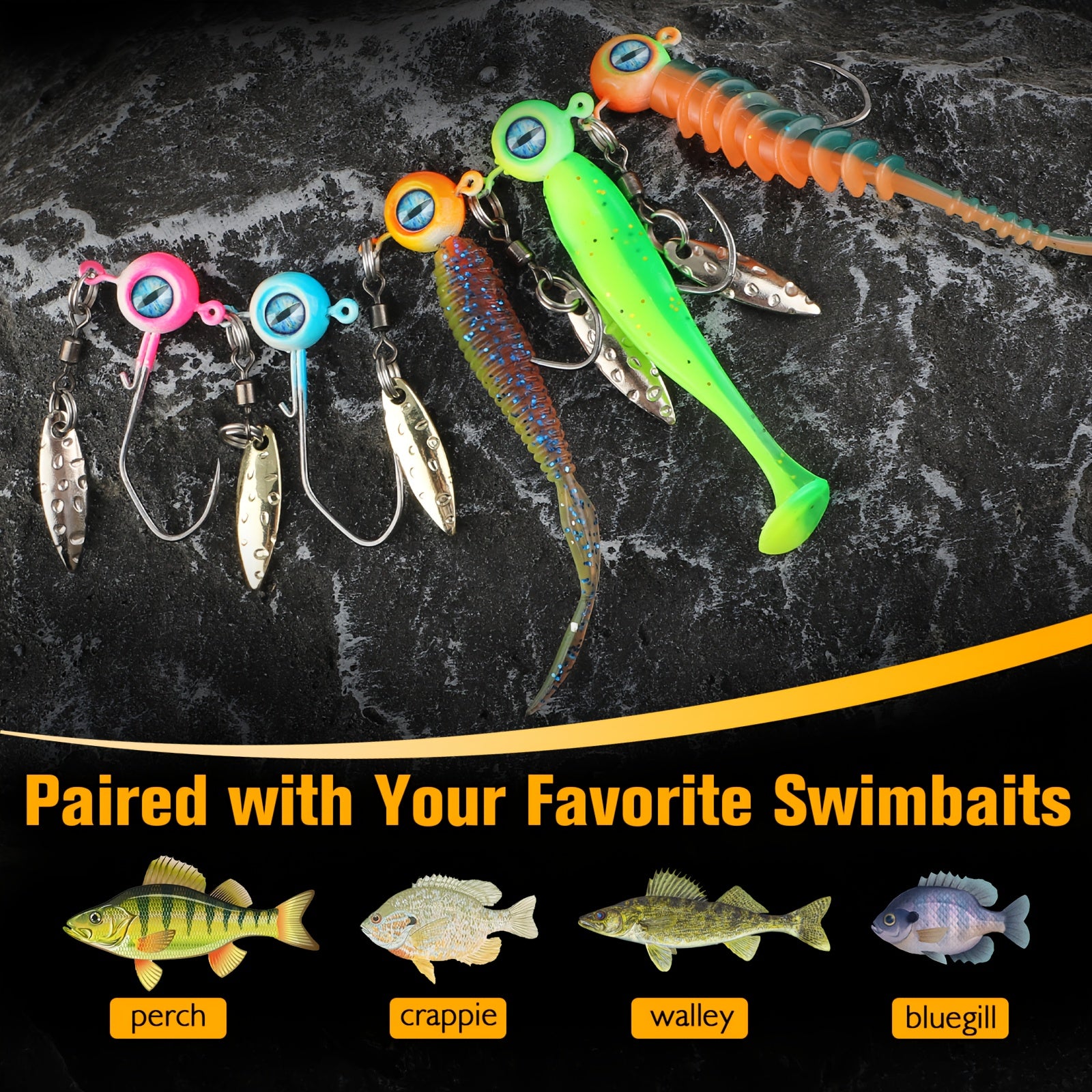 Bass Tackle Kit – Crappie – Dovesun 50pcs Crappie Jig Heads Kit Underspin Spinner Blade – Dependable Freshwater & Saltwater Use for US Anglers