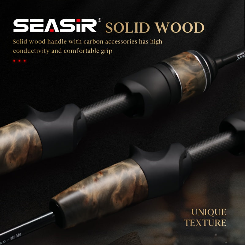 Angler Fishing Rod – Carbon Fiber, Lightweight – Seasir Stream Solid Wood Fishing Rod Fuji Guide Rings – Dependable Freshwater & Saltwater Use for US Anglers