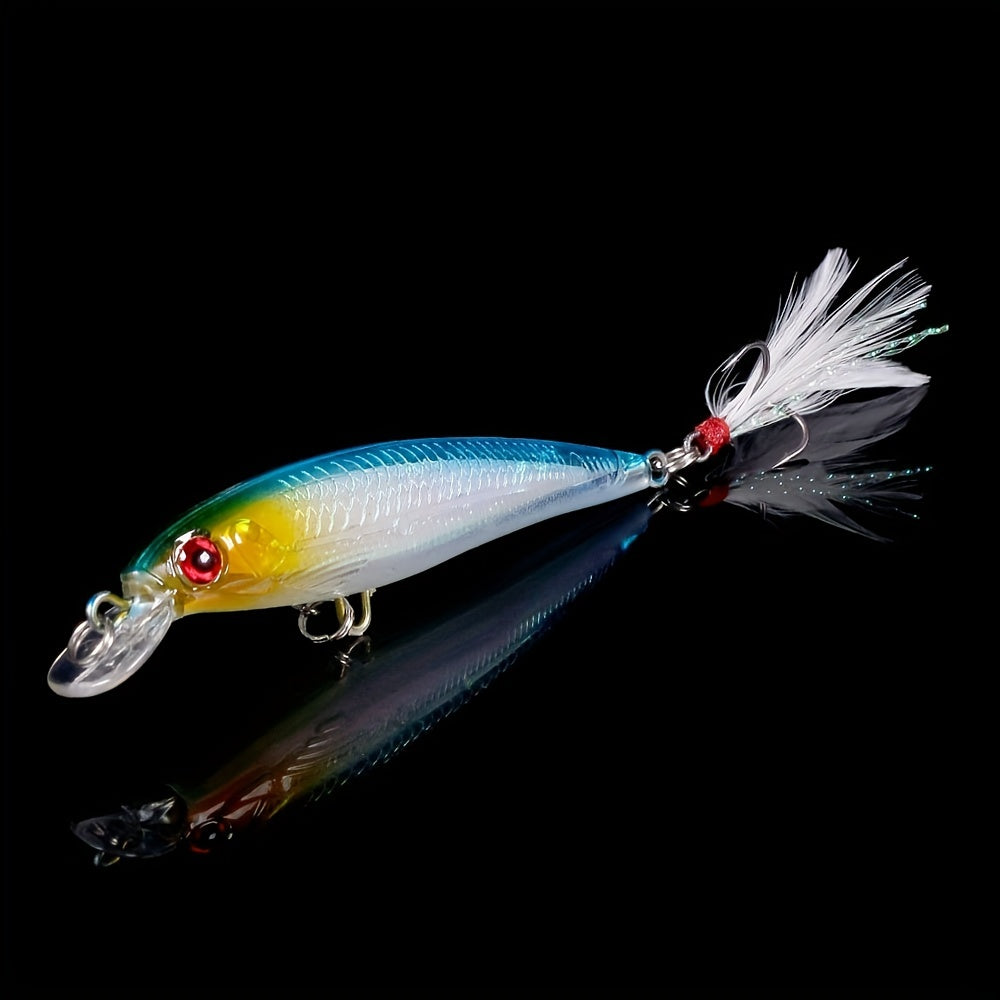 Fishing Tackle Kit – Bass – 10pcs Larser Minnow Fishing Lures Feathered Hooks Vibrant Artificial – Angler-Focused Outdoor Design for US Anglers