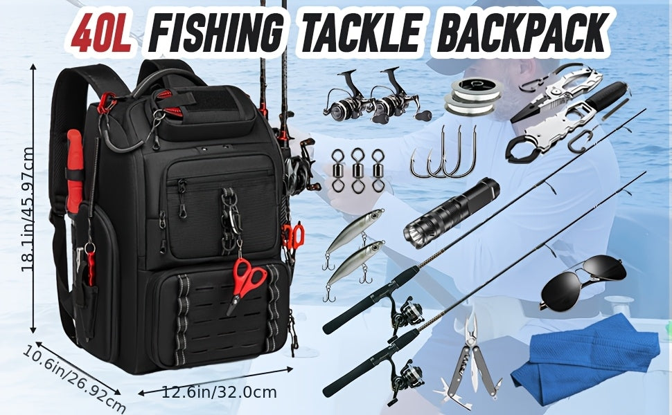 Angler Fishing Rod – Angler-Focused Outdoor Design – Fishing Tackle Backpack Rod Holder Liter Gear Bag Storage – Versatile Water-Ready Design for US Anglers