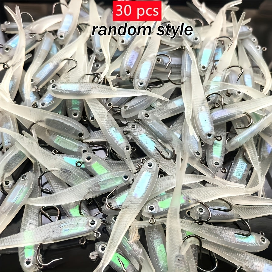 Freshwater Fishing Lures – Saltwater, Freshwater – 30pcs Random Style Soft Fishing Bait Hook Simulated Mixed – Dependable Freshwater & Saltwater Use for US Anglers