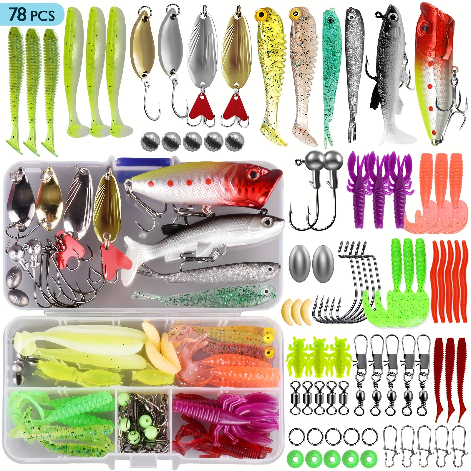 Fishing Tackle Bag – Freshwater, Bass, Trout – 106 188 361pcs Fishing Lures Kit Freshwater Bait Tackle – Angler-Focused Outdoor Design for US Anglers