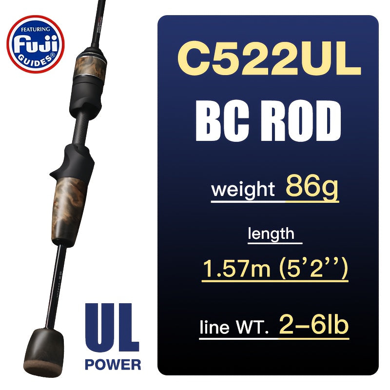 Angler Fishing Rod – Carbon Fiber, Lightweight – Seasir Stream Solid Wood Fishing Rod Fuji Guide Rings – Dependable Freshwater & Saltwater Use for US Anglers