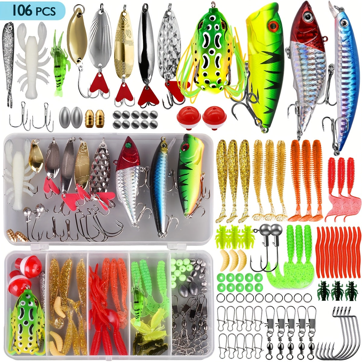 Fishing Tackle Bag – Freshwater, Bass, Trout – 106 188 361pcs Fishing Lures Kit Freshwater Bait Tackle – Angler-Focused Outdoor Design for US Anglers