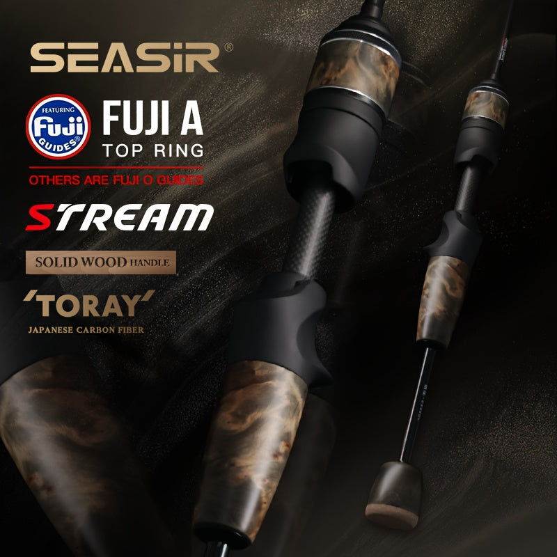 Angler Fishing Rod – Carbon Fiber, Lightweight – Seasir Stream Solid Wood Fishing Rod Fuji Guide Rings – Dependable Freshwater & Saltwater Use for US Anglers