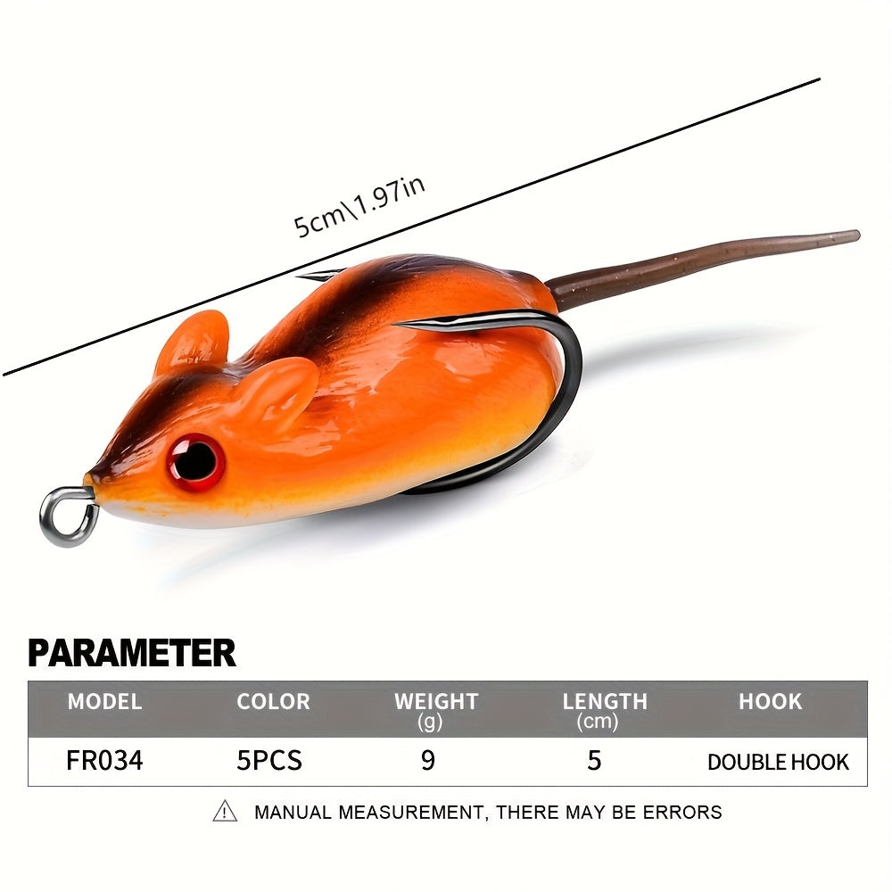 Angler Fishing Rod – Saltwater – Pack Lifelike Mouse Fishing Lures Soft Bait Built Bells – Versatile Water-Ready Design for US Anglers