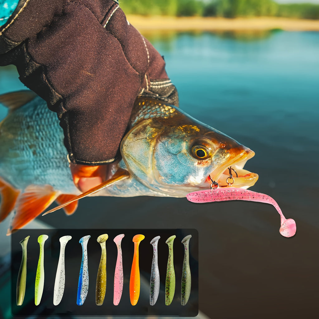 Complete Tackle Kit – Bass – 50pcs Soft Curl Tail Lure Silicone Bionic Swimbait Lifelike – Compact Tackle Solution for US Anglers