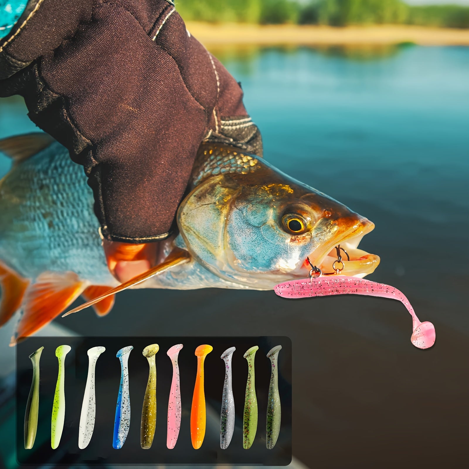 Complete Tackle Kit – Bass – 50pcs Soft Curl Tail Lure Silicone Bionic Swimbait Lifelike – Compact Tackle Solution for US Anglers