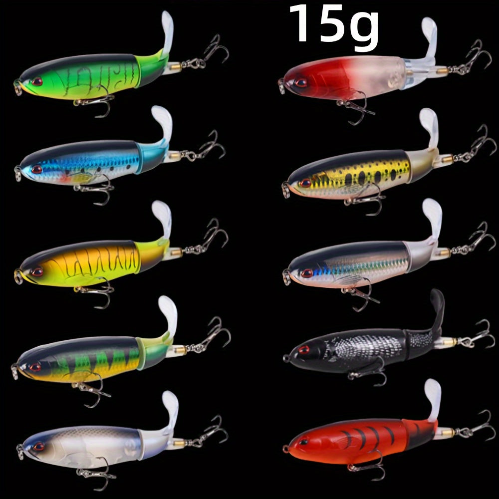 Artificial Fishing Lures – Saltwater, Freshwater, Bass – Pack Surface Fishing Lures Artificial Popper Hard Bait Crankbait – Compact Tackle Solution for US Anglers