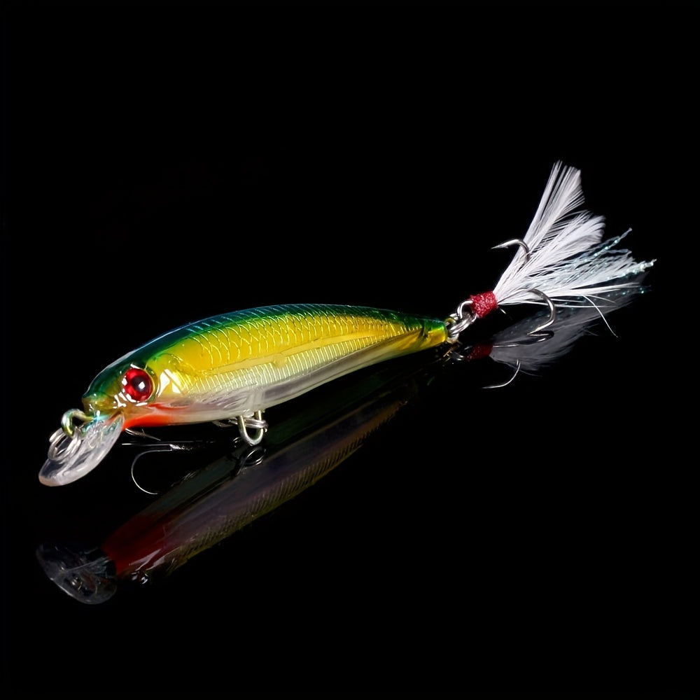 Fishing Tackle Kit – Bass – 10pcs Larser Minnow Fishing Lures Feathered Hooks Vibrant Artificial – Angler-Focused Outdoor Design for US Anglers