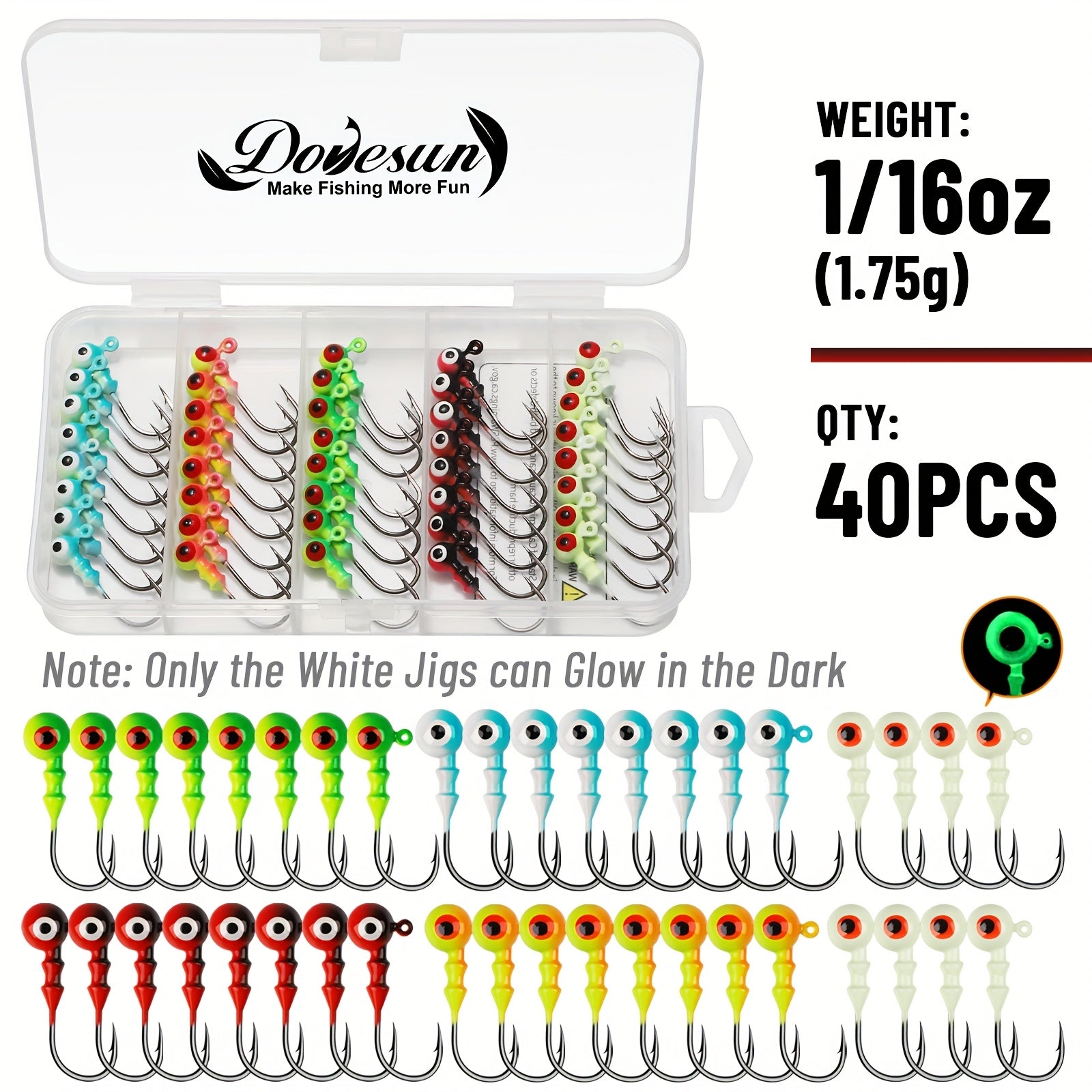Fishing Rod Storage Bag – Bass, Trout, Crappie – Dovesun 40pcs Crappie Jig Heads Jigs Fishing Trout Walleye – Field-Ready Performance for US Anglers
