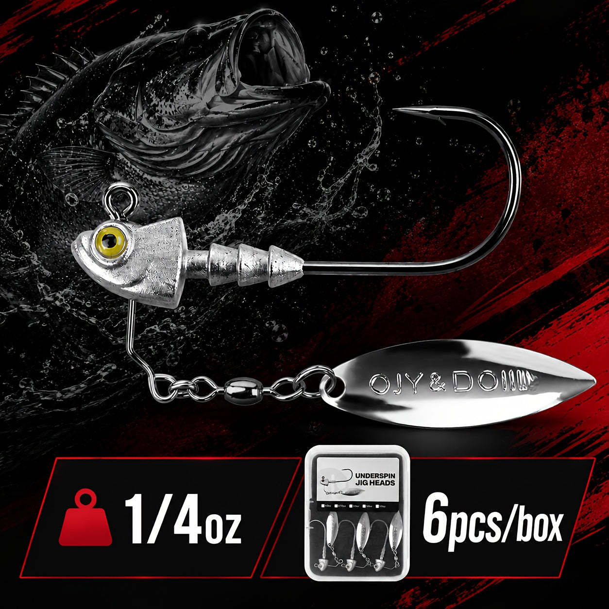 Artificial Fishing Lures – Saltwater, Bass – Pack Underspin Jig Heads 100 Brass Blade Never Rust – Reliable Angler Setup for US Anglers