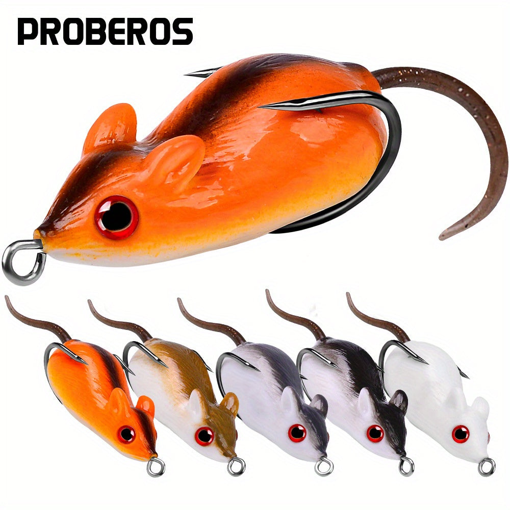 Angler Fishing Rod – Saltwater – Pack Lifelike Mouse Fishing Lures Soft Bait Built Bells – Versatile Water-Ready Design for US Anglers