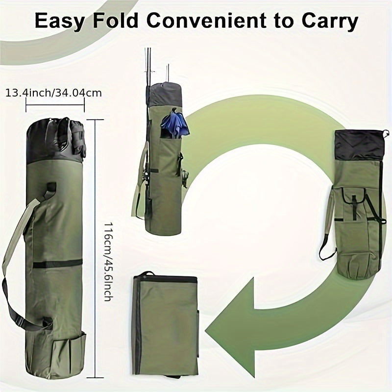 Carbon Fishing Rod – Large Capacity – Green Fishing Rod Bag Durable Folding Gear Handbag Multifunctional – Built for Weekend Anglers for US Anglers