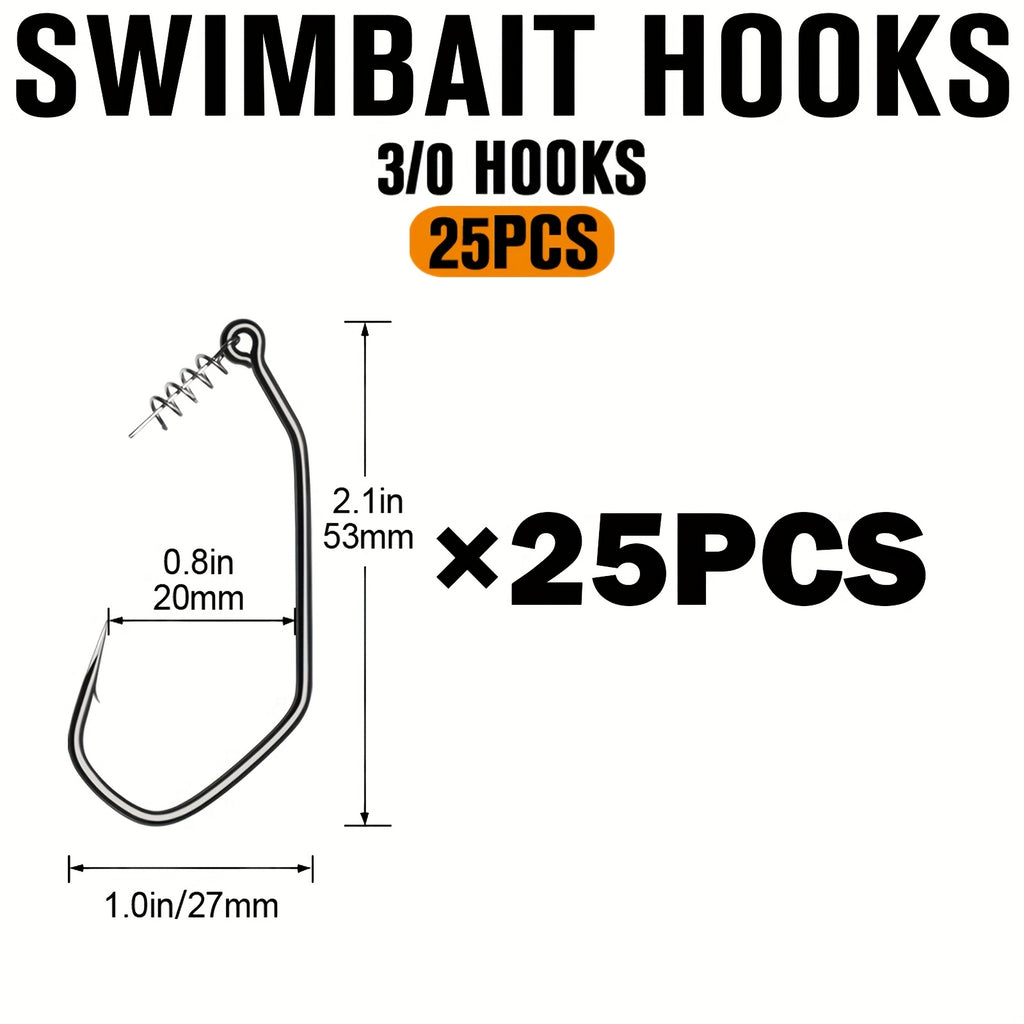 Bass Fishing Lures – Bass – 25pcs Twistlock Fishing Hooks Swimbait Bass Soft Plastic Centering – Built for Weekend Anglers for US Anglers
