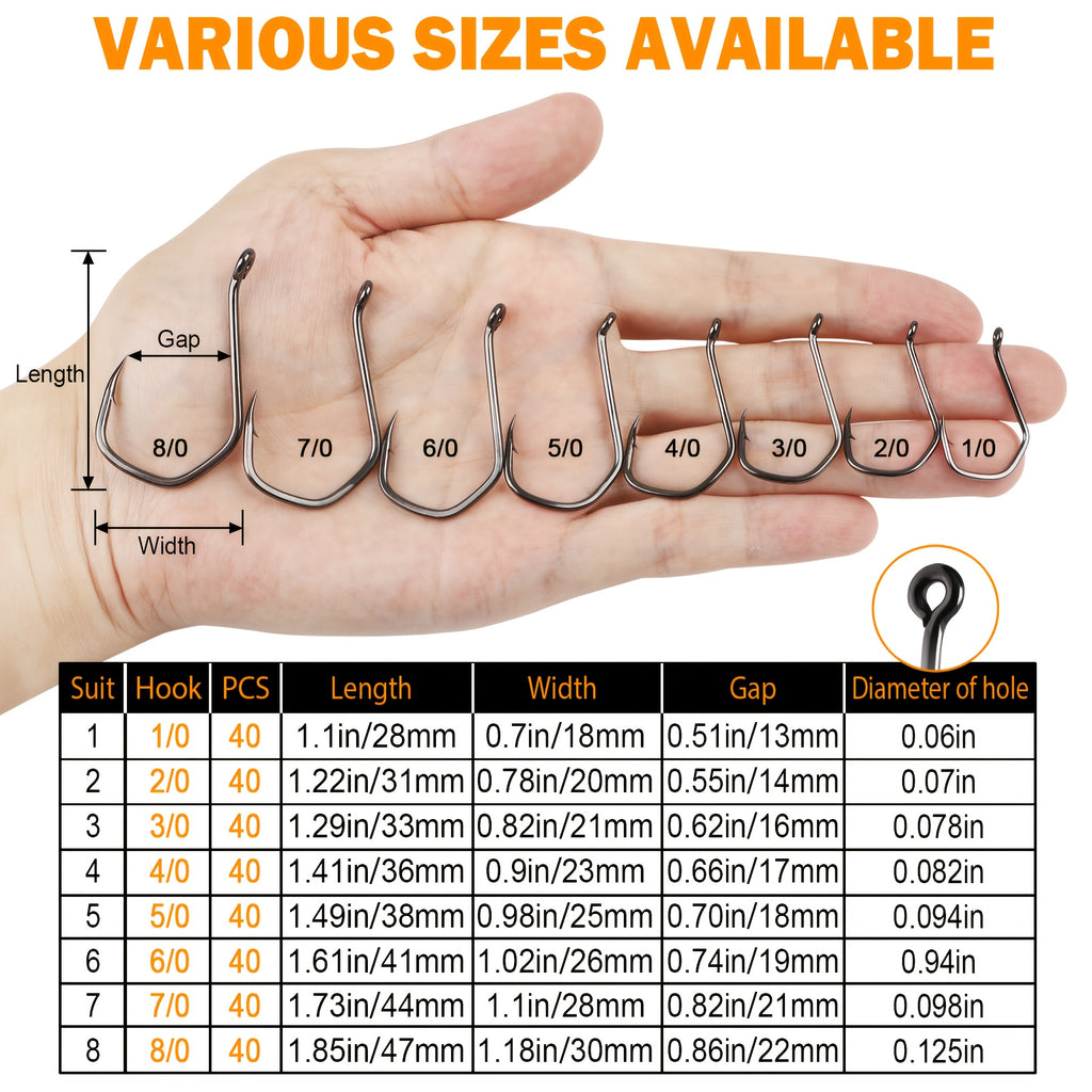 Fishing Trip Essential – Versatile Water-Ready Design – Doveusn 40pcs Catfish Hooks Offset Octopus Circle – Compact Tackle Solution for US Anglers