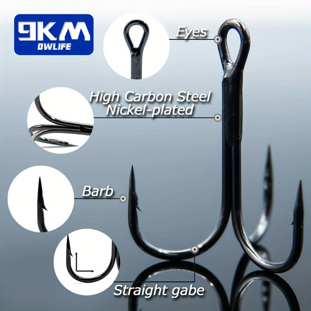 Fishing Outdoor Gear – Carbon Fiber, Saltwater – 9km 50pcs Fishing Treble Hooks Made High Carbon Steel – Practical Gear for Every Cast for US Anglers