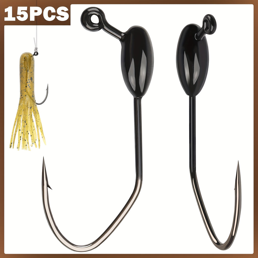Bass Tackle Kit – Saltwater, Freshwater, Bass, Trout – Tube Jig Heads 15pcs Baits Fishing Jigs Strong Bass – Versatile Water-Ready Design for US Anglers