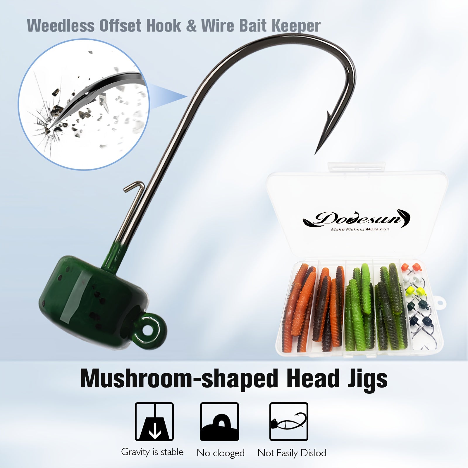 Bass Tackle Kit – Bass – Dovesun Piece Ned Rig Jig Heads Trd Worms Kit – Versatile Water-Ready Design for US Anglers, Freshwater and Saltwater Fishing Equipment