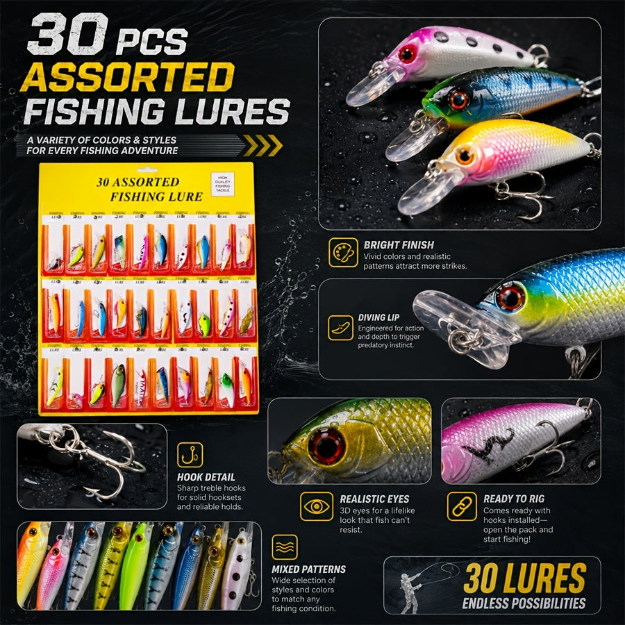 Fishing Tackle Kit – Freshwater – 30pcs Fishing Bait 1. 18 Inch Ounce Sinking Type Eyes – Angler-Focused Outdoor Design for US Anglers