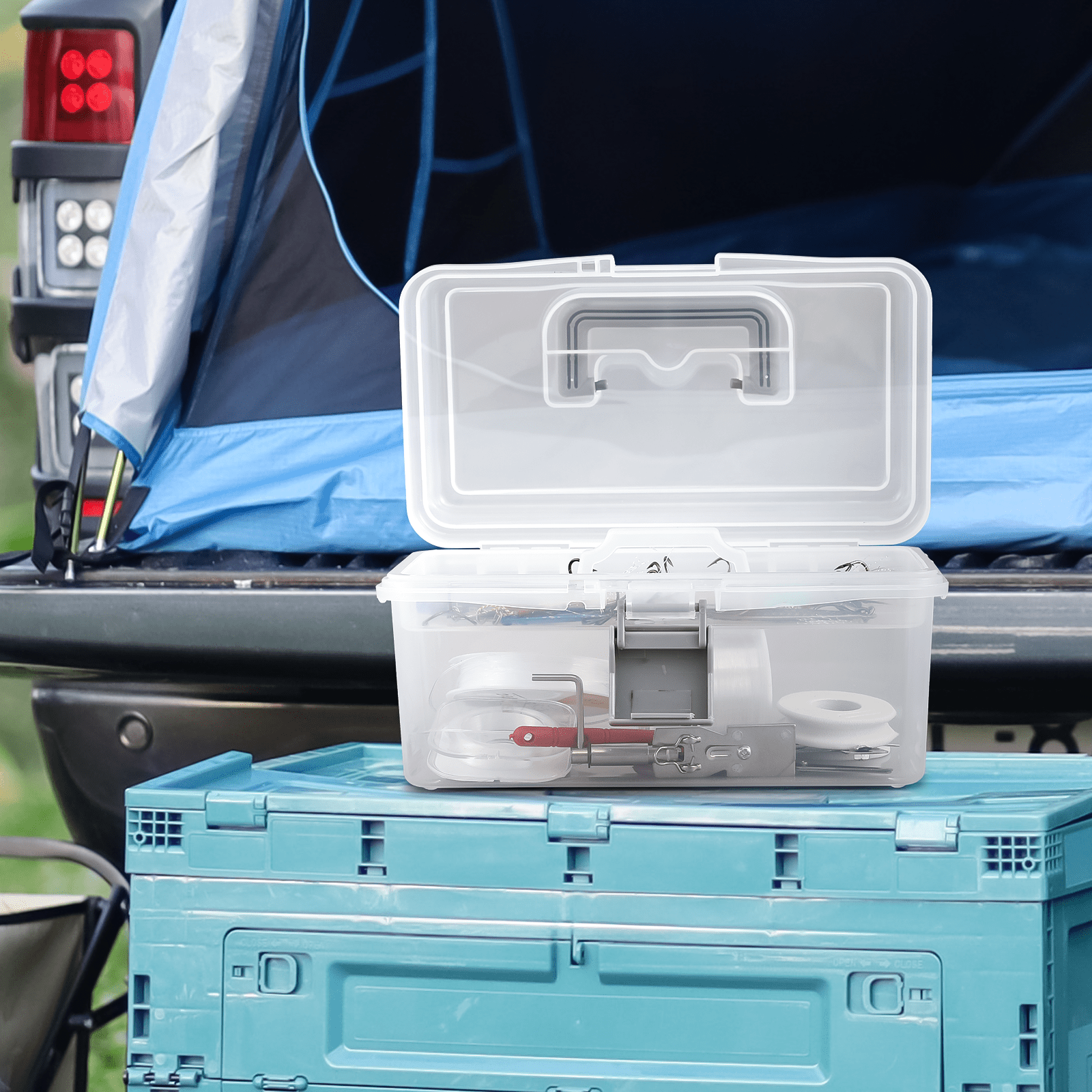Fishing Rod Storage Bag – Water-Ready, Portable – Monibloom Portable Tackle Boxes Organizer Removable Tray Waterproof Clear – Built for Weekend Anglers for US Anglers