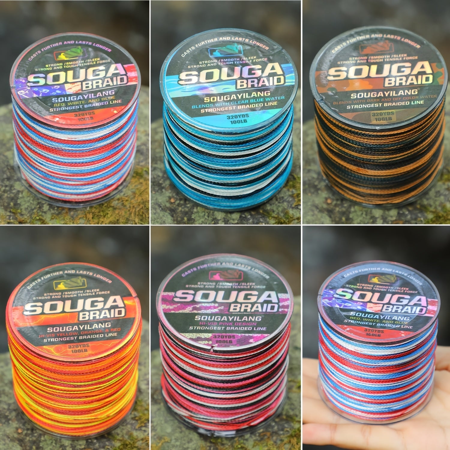 Angler Terminal Tackle – Bass – Sougayilang Ultra Durable Strand Braided Fishing Line 320yds 300m – Compact Tackle Solution for US Anglers