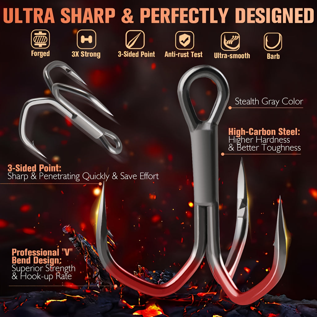 Complete Tackle Kit – Saltwater, Freshwater – Fishing Treble Hooks Times Stronger Featuring Ptfe Coating Professional – Reliable Angler Setup for US Anglers