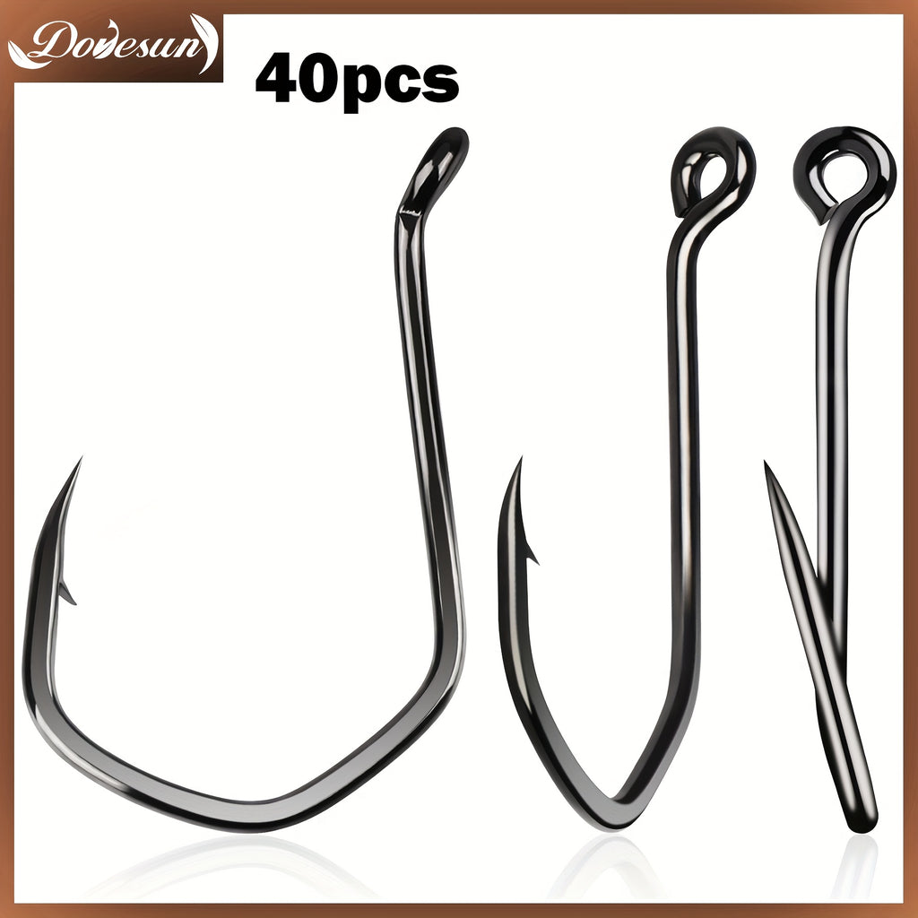 Fishing Trip Essential – Versatile Water-Ready Design – Doveusn 40pcs Catfish Hooks Offset Octopus Circle – Compact Tackle Solution for US Anglers