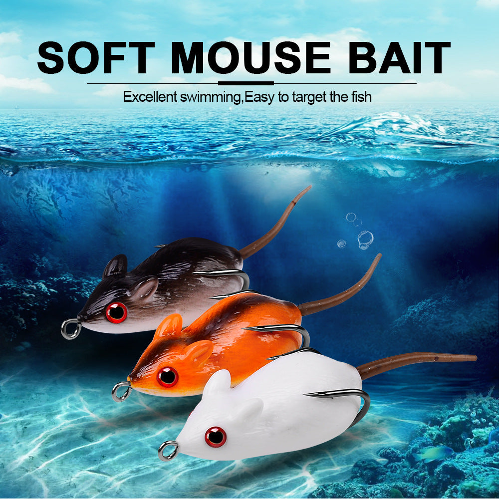 Angler Fishing Rod – Saltwater – Pack Lifelike Mouse Fishing Lures Soft Bait Built Bells – Versatile Water-Ready Design for US Anglers