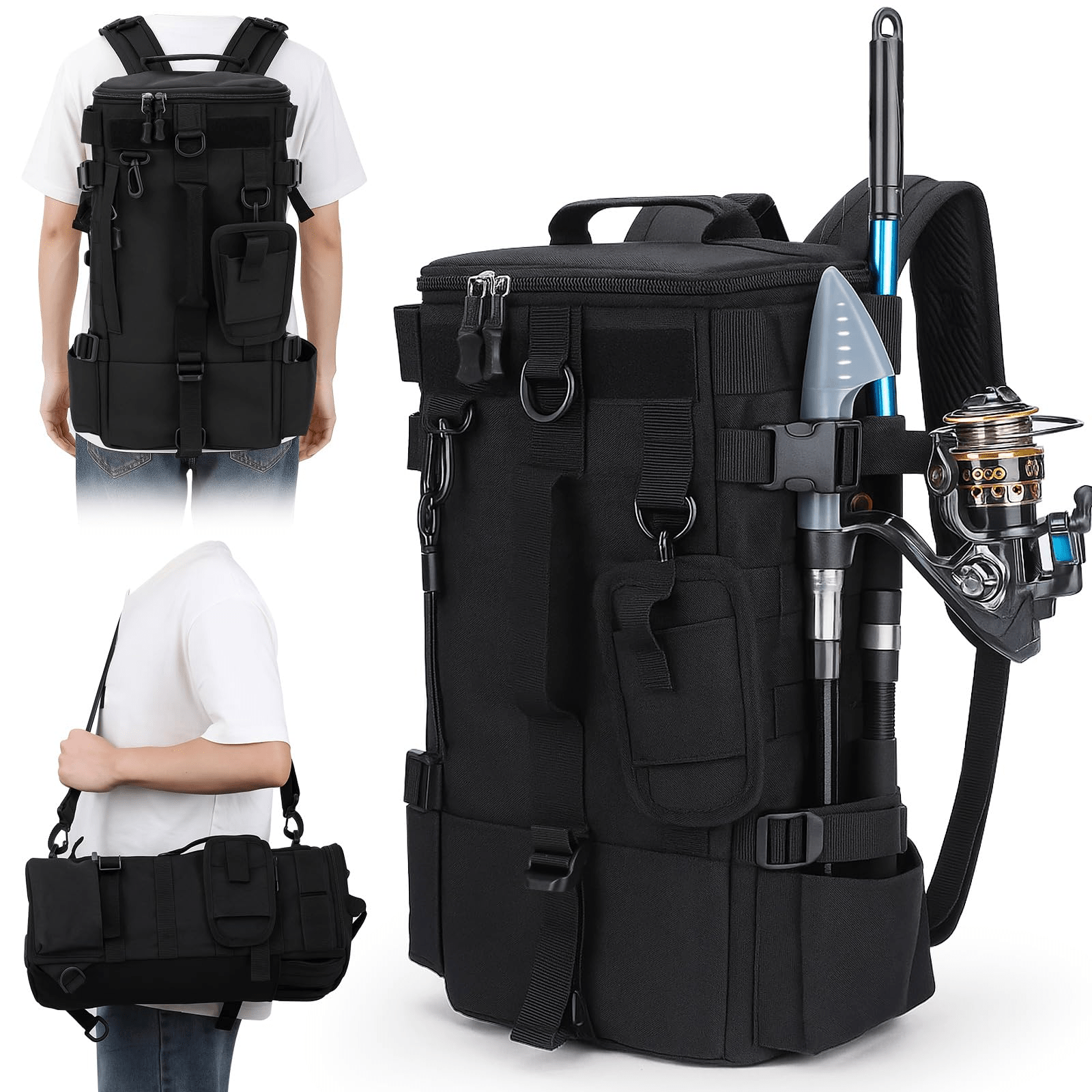 Fishing Tackle Bag – Portable, Lightweight – 2pcs Sjb043 Lightweight Angler Backpack Scissors Pouch Ready Travel – Angler-Focused Outdoor Design for US Anglers