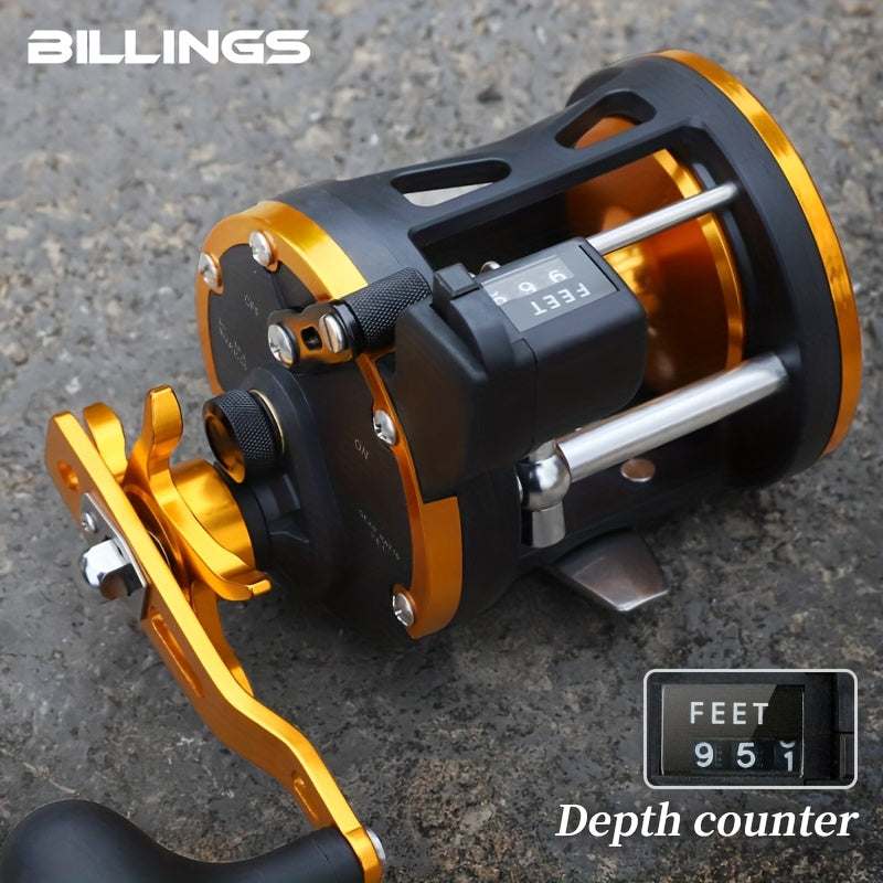 Freshwater Fishing Reel – Saltwater, Offshore – Billings Trolling Drum Fishing Reel Featuring Line Counter 1bb – Compact Tackle Solution for US Anglers
