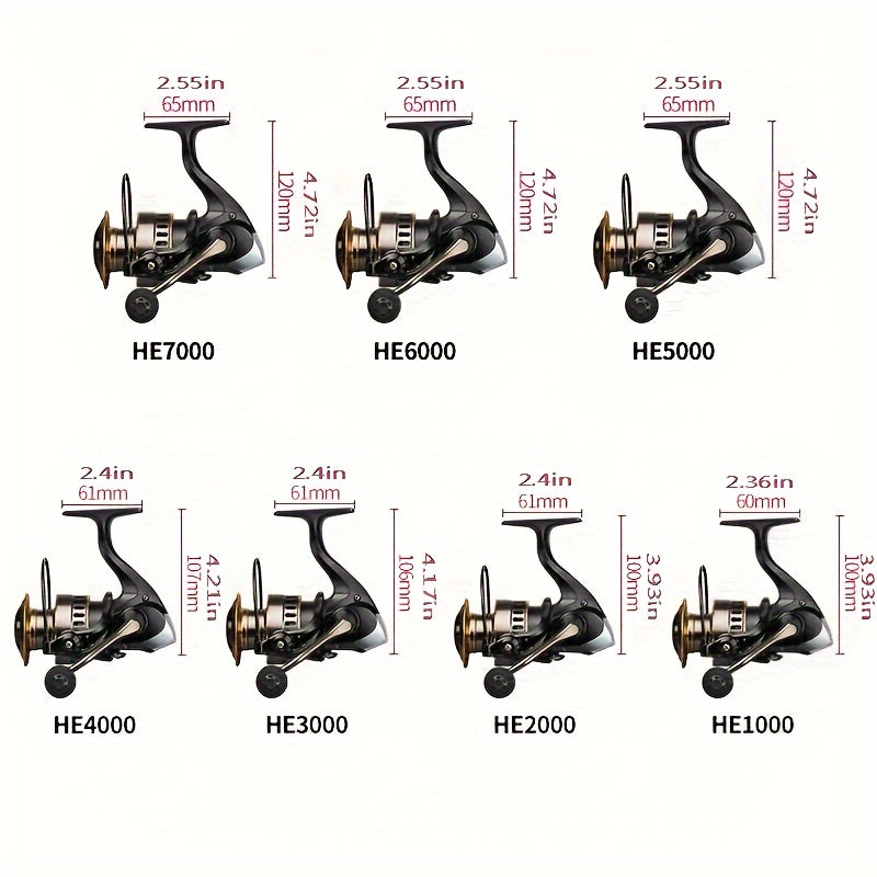 Fishing Reel – Field-Ready Performance – 1pc He1000 7000 Model Spinning Wheel Fishing Metal Line – Practical Gear for Every Cast for US Anglers