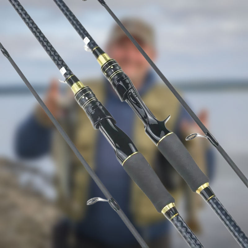 Carbon Fishing Rod – Carbon Fiber, Freshwater, Portable, Bass – Black Golden Carbon Fiber Fishing Rod Medium Fast Speed – Built for Weekend Anglers for US Anglers