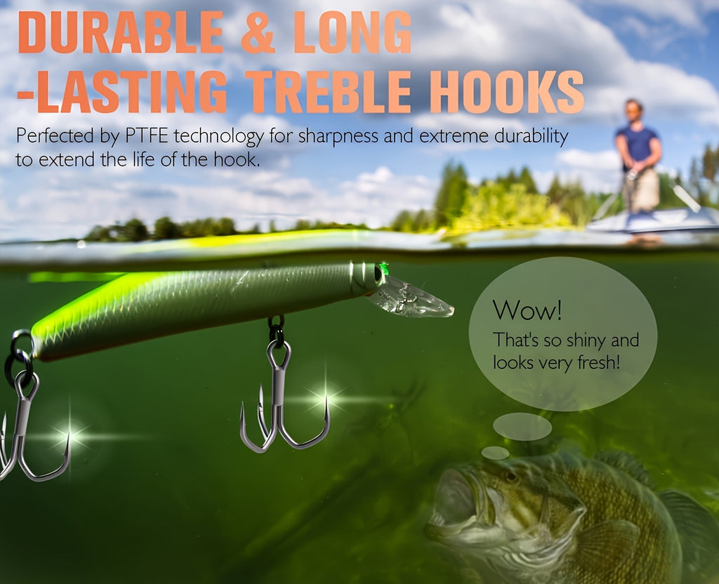 Complete Tackle Kit – Saltwater, Freshwater – Fishing Treble Hooks Times Stronger Featuring Ptfe Coating Professional – Reliable Angler Setup for US Anglers