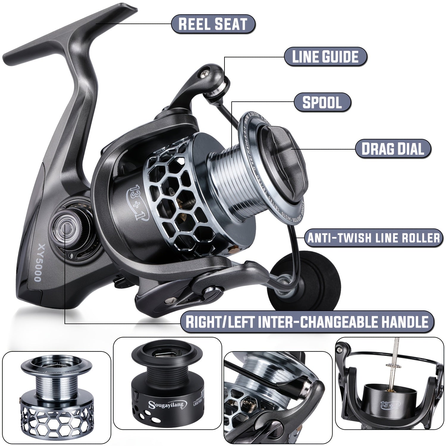Angler Fishing Reel – Lightweight – Sougayilang Fishing Reel 1bb 5. 5 Lightweight Ultra Aluminum Spinning – Built for Weekend Anglers for US Anglers