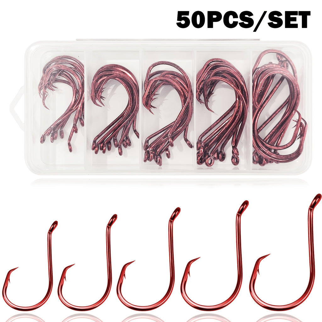 Fishing Rod Storage Bag – Carbon Fiber, Saltwater, Freshwater, Portable – 50pcs High Carbon Steel Barbed Fishing Hooks Durable Hooked – Field-Ready Performance for US Anglers