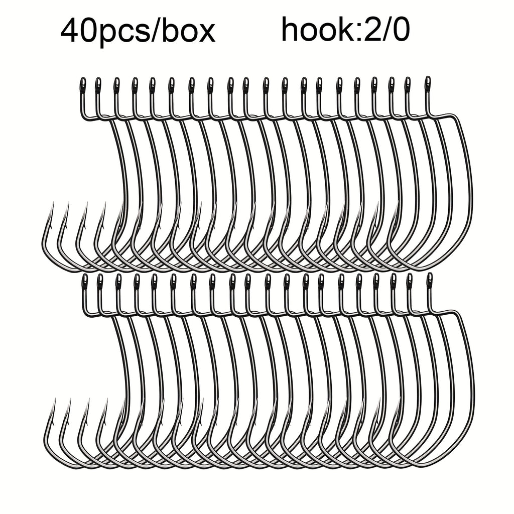 Angler Outdoor Accessory – Saltwater, Freshwater, Bass, Trout – 40pcs Ewg Offset Worm Hooks Designed Fishing Bass Trout – Field-Ready Performance for US Anglers