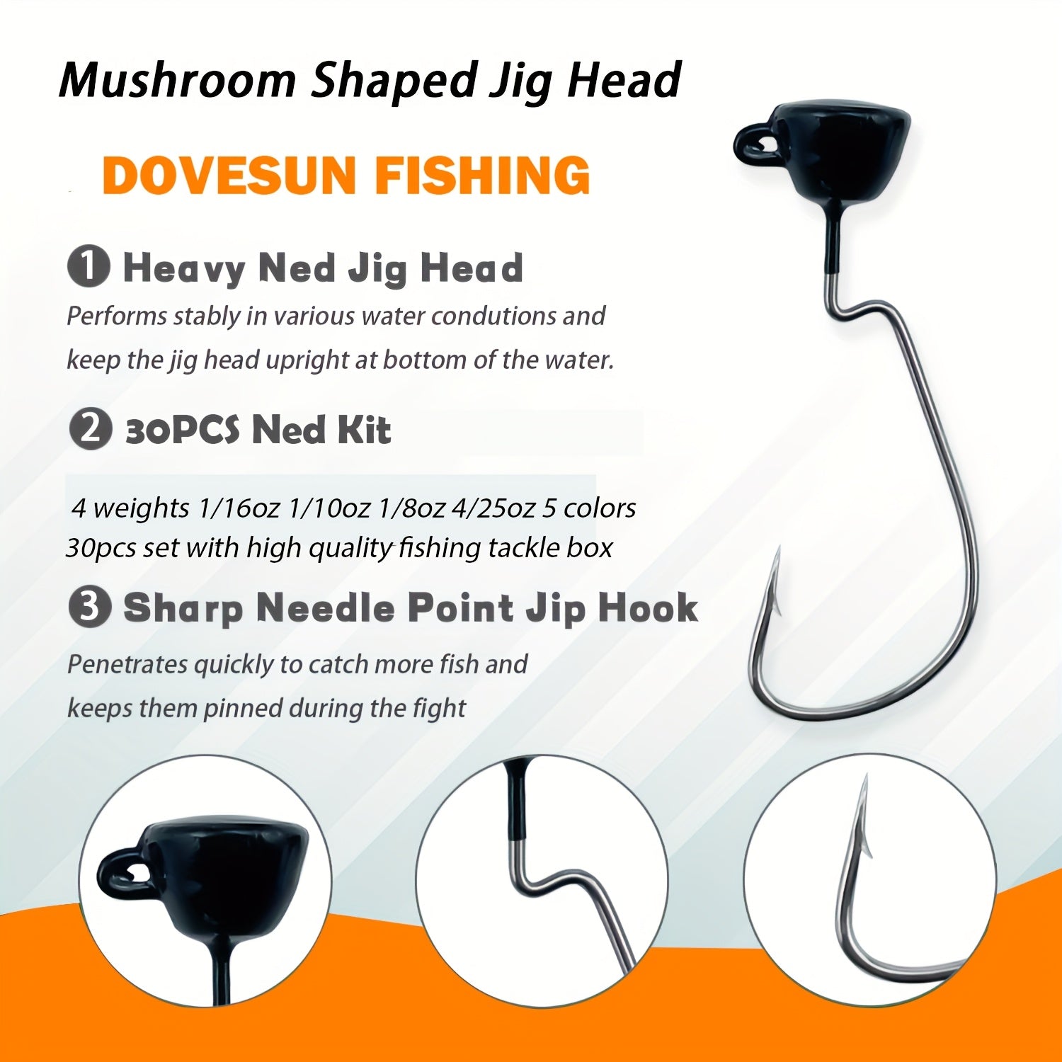Fishing Gear Backpack – Bass – Dovesun Ned Rig Jig Heads Angling 30pcs Various Colors – Compact Tackle Solution for US Anglers