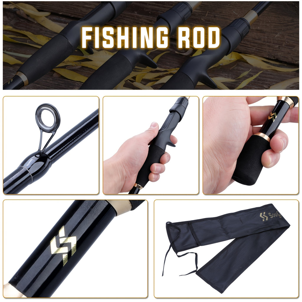 Casting Fishing Rod – Carbon Fiber, Portable, Bass, Trout – Sougayilang Fishing Rod Reel Compact Graphite Carbon Fiber Telescopic – Compact Tackle Solution for US Anglers