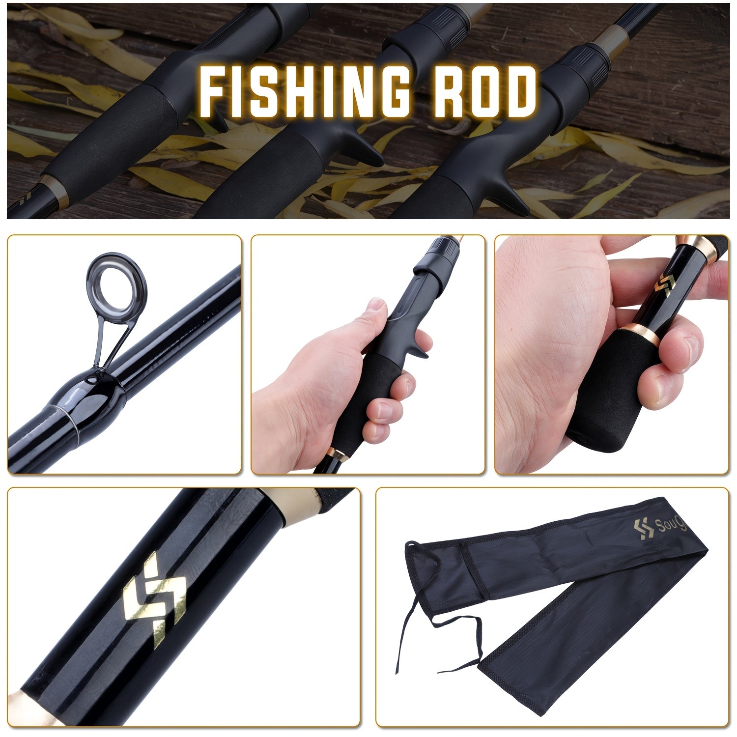 Casting Fishing Rod – Carbon Fiber, Portable, Bass, Trout – Sougayilang Fishing Rod Reel Compact Graphite Carbon Fiber Telescopic – Compact Tackle Solution for US Anglers