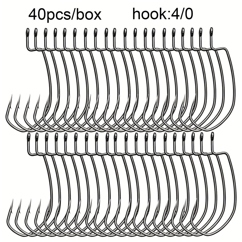 Angler Outdoor Accessory – Saltwater, Freshwater, Bass, Trout – 40pcs Ewg Offset Worm Hooks Designed Fishing Bass Trout – Field-Ready Performance for US Anglers