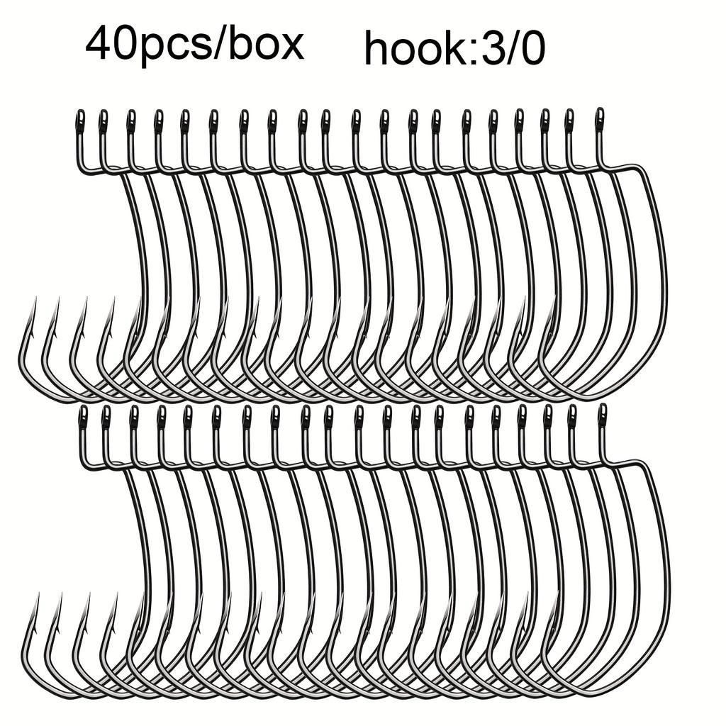 Angler Outdoor Accessory – Saltwater, Freshwater, Bass, Trout – 40pcs Ewg Offset Worm Hooks Designed Fishing Bass Trout – Field-Ready Performance for US Anglers