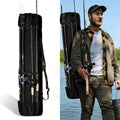 Angler Fishing Rod – Portable – 1pc Black Durable Foldable Fishing Rod Bag Large Capacity – Versatile Water-Ready Design for US Anglers