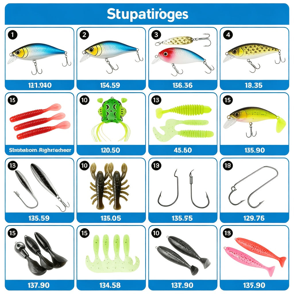 Fishing Tackle Storage – Saltwater, Freshwater, Bass, Trout – 107pcs Fishing Lures Kit Tackle Box Complete Bass Trout – Versatile Water-Ready Design for US Anglers