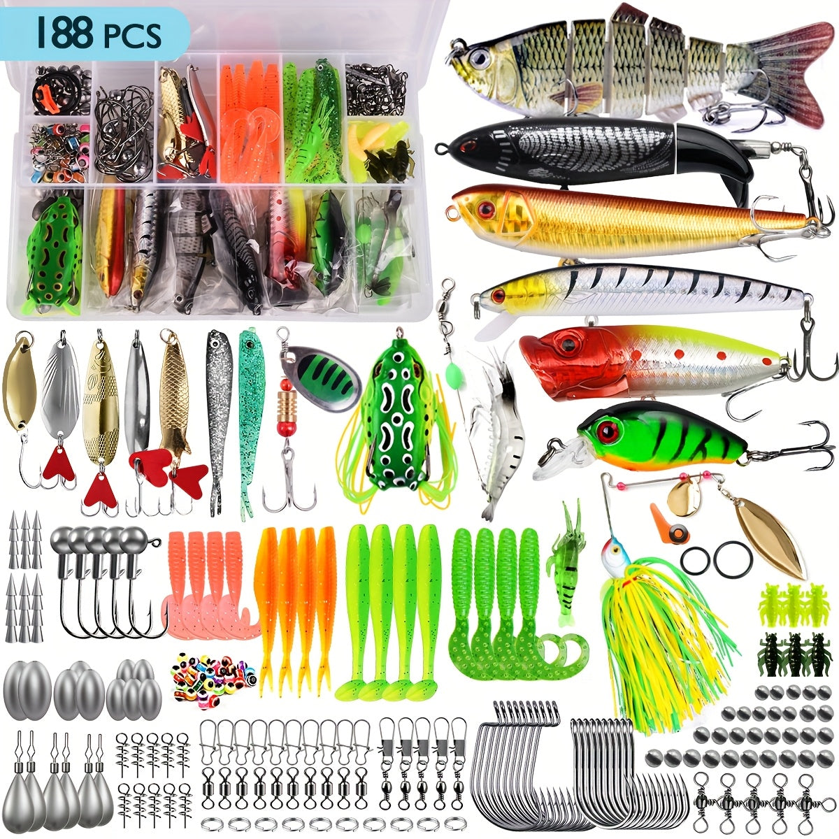 Fishing Tackle Bag – Freshwater, Bass, Trout – 106 188 361pcs Fishing Lures Kit Freshwater Bait Tackle – Angler-Focused Outdoor Design for US Anglers